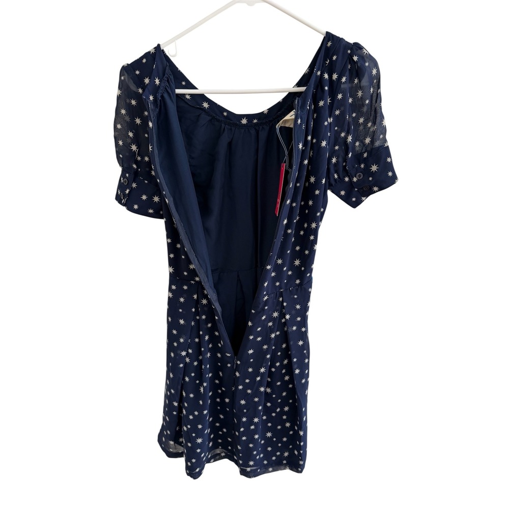 Tommy Hilfiger Girl Navy Star Print Dress NWT Size Medium Bow Belt - Picture 4 of 9